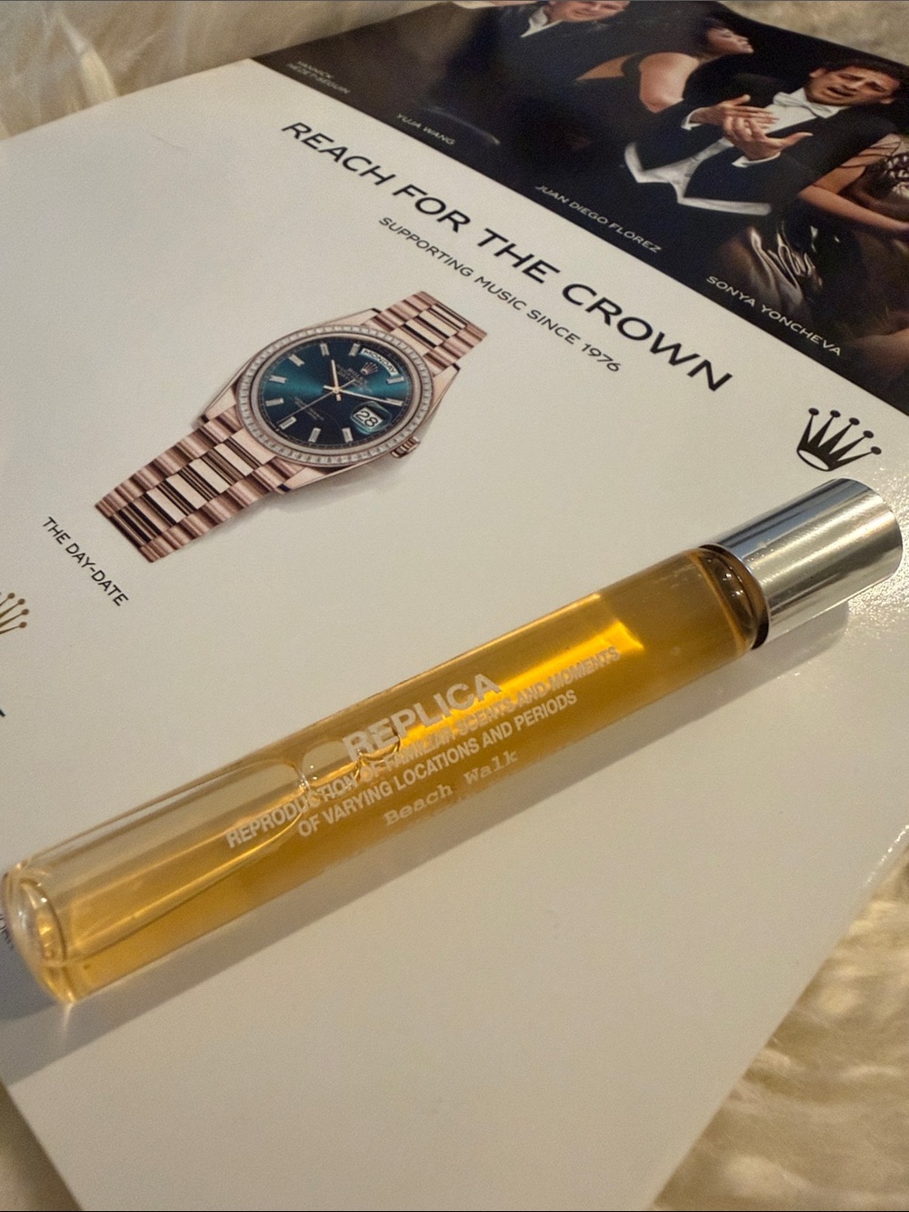 Fragrance vial on magazine